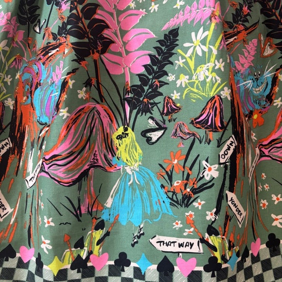 New With Tags! Lindy Bop Leah in Green Looking Glass Print Dress XS - Picture 10 of 12